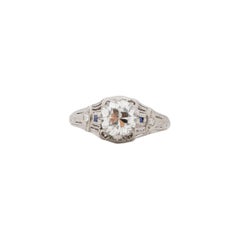 Antique GIA Certified 1.28 Carat Art Deco Diamond Platinum Engagement Ring