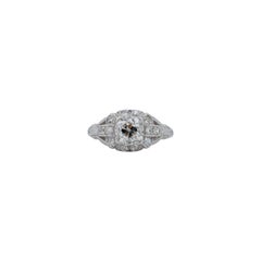 GIA Certified 1.28 Carat Art Deco Diamond Platinum Engagement Ring