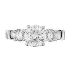 GIA Certified 1.28 Carat Diamond Platinum Three Stone Engagement Ring