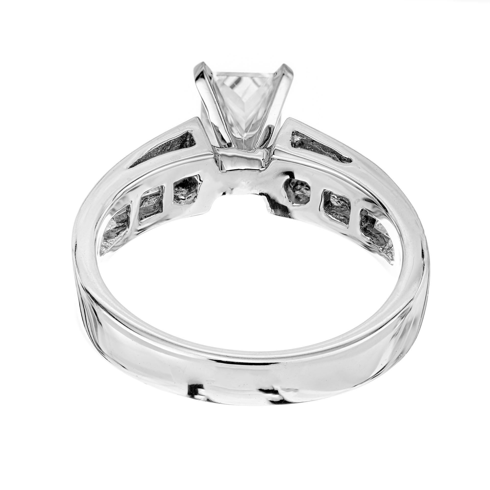 Bague de fiançailles en or blanc avec diamants de 1,28 carat certifiés par le GIA Pour femmes en vente