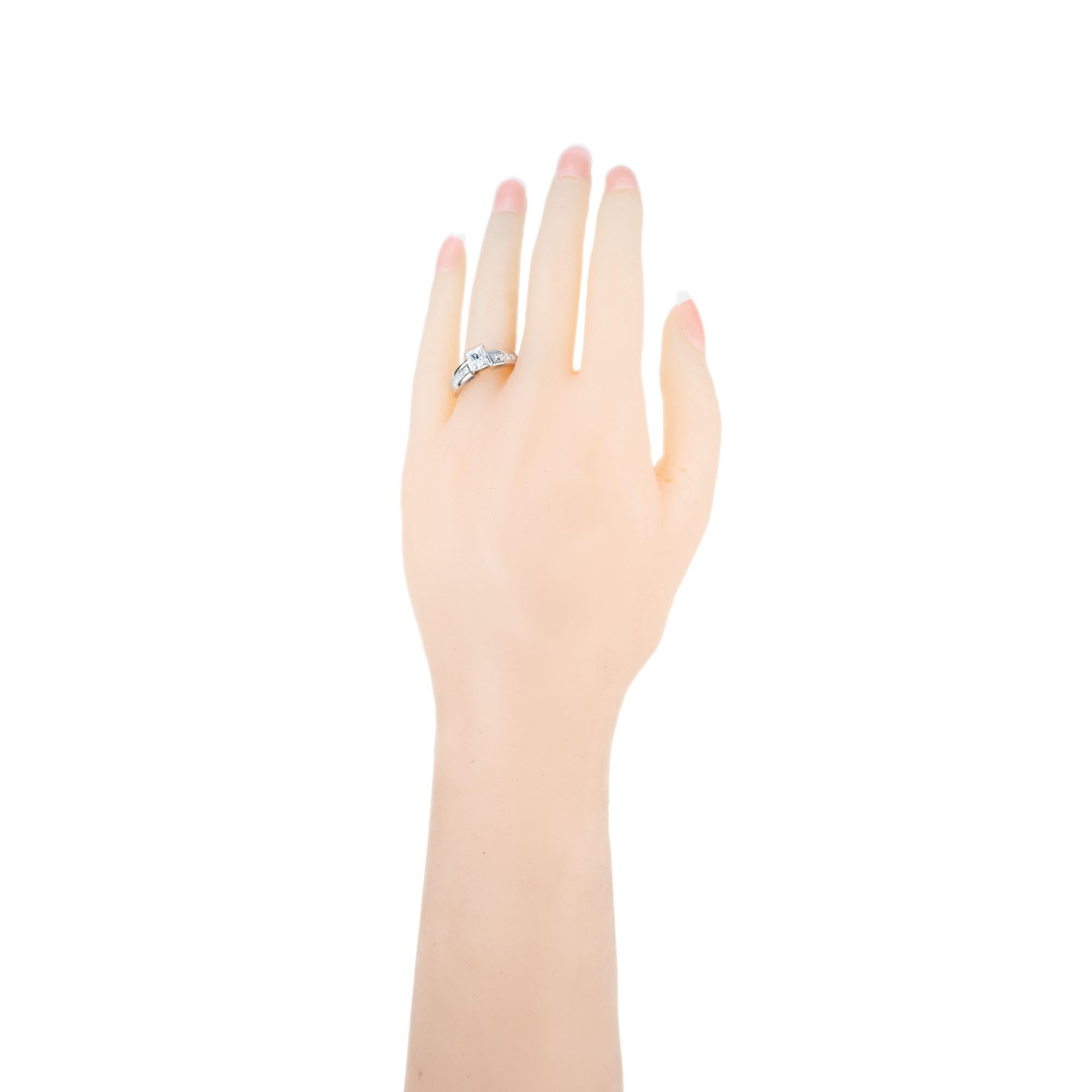 Bague de fiançailles en or blanc avec diamants de 1,28 carat certifiés par le GIA en vente 1