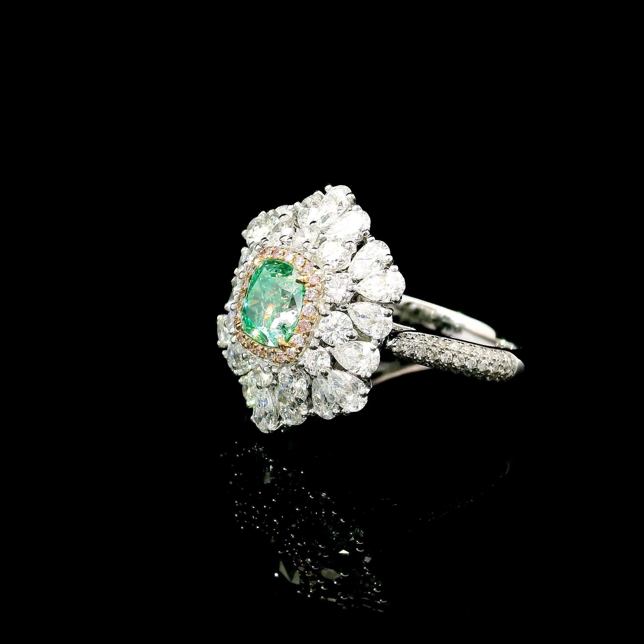 GIA Certified 1.28 Carat Fancy light Yellowish Green I1 Clarity Diamond Ring In New Condition For Sale In บางรัก, TH