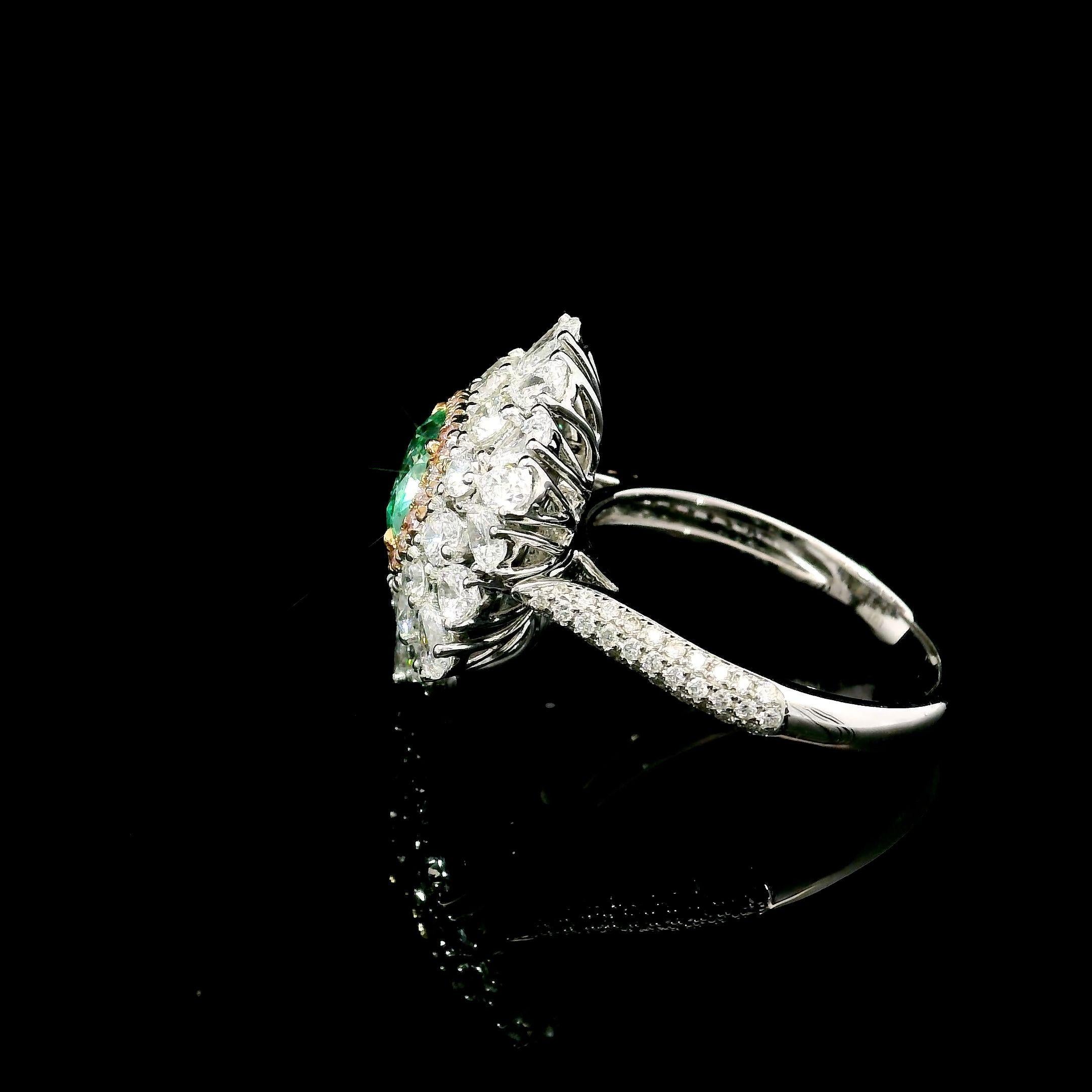 GIA Certified 1.28 Carat Fancy light Yellowish Green I1 Clarity Diamond Ring For Sale 1