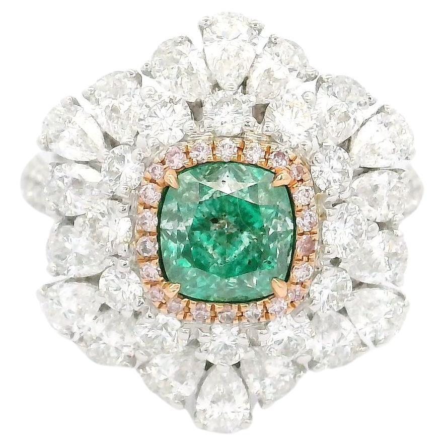GIA Certified 1.28 Carat Fancy light Yellowish Green I1 Clarity Diamond Ring