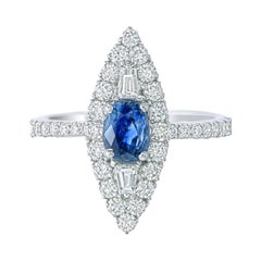 GIA Certified 1.28 Carat Kashmir Blue Sapphire Diamond Ring In 18k White Gold