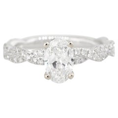 GIA Certified 1.28 Carat Oval Diamond Twisted Band Engagement Ring 18 Karat