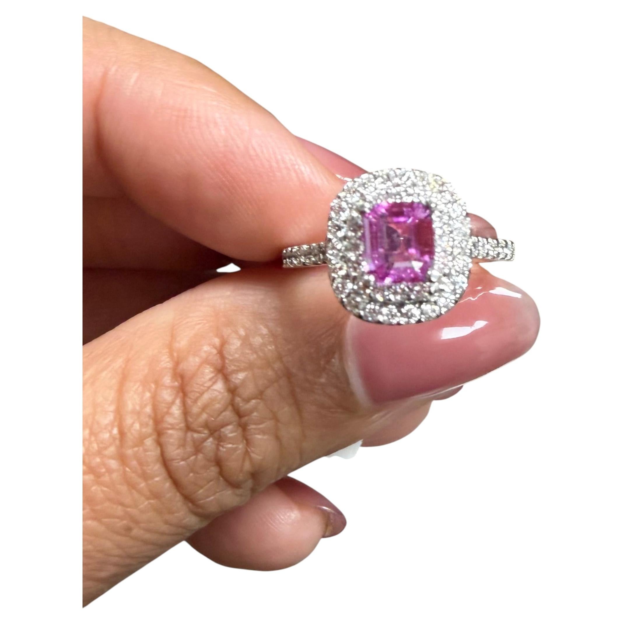 GIA zertifiziert 1,28 natürlichen rosa Saphir Diamant Weißgold Verlobungsring