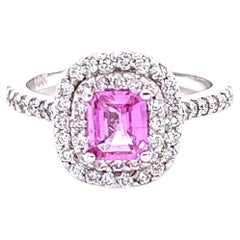 Anello di fidanzamento in oro bianco con diamante e zaffiro rosa certificato GIA 1,28