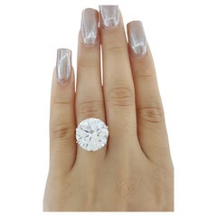 GIA Certified 12.80 Carat Round Brilliant Cut 18k Platinum Ring