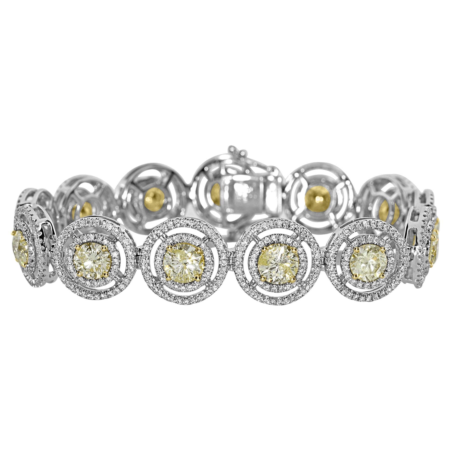 GIA-zertifiziertes 12,83 Karat Gelbes und gelbes Diamantarmband aus Weiß- und Gelbgold