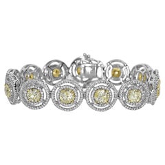 Bracelet en or blanc et jaune avec diamants jaunes certifiés GIA de 12,83 carats
