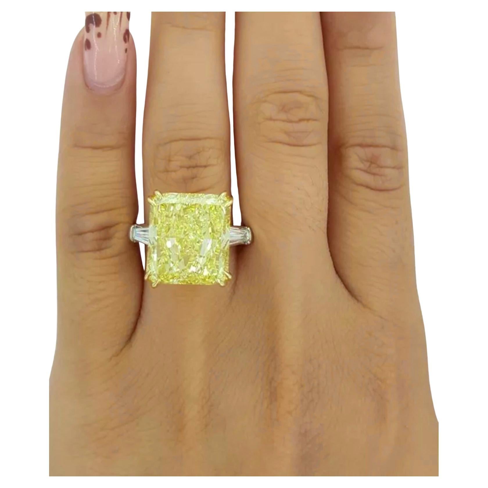 Contemporary GIA Certified 12.87 Carat Fancy Intense Diamond Engagement Platinum Ring For Sale