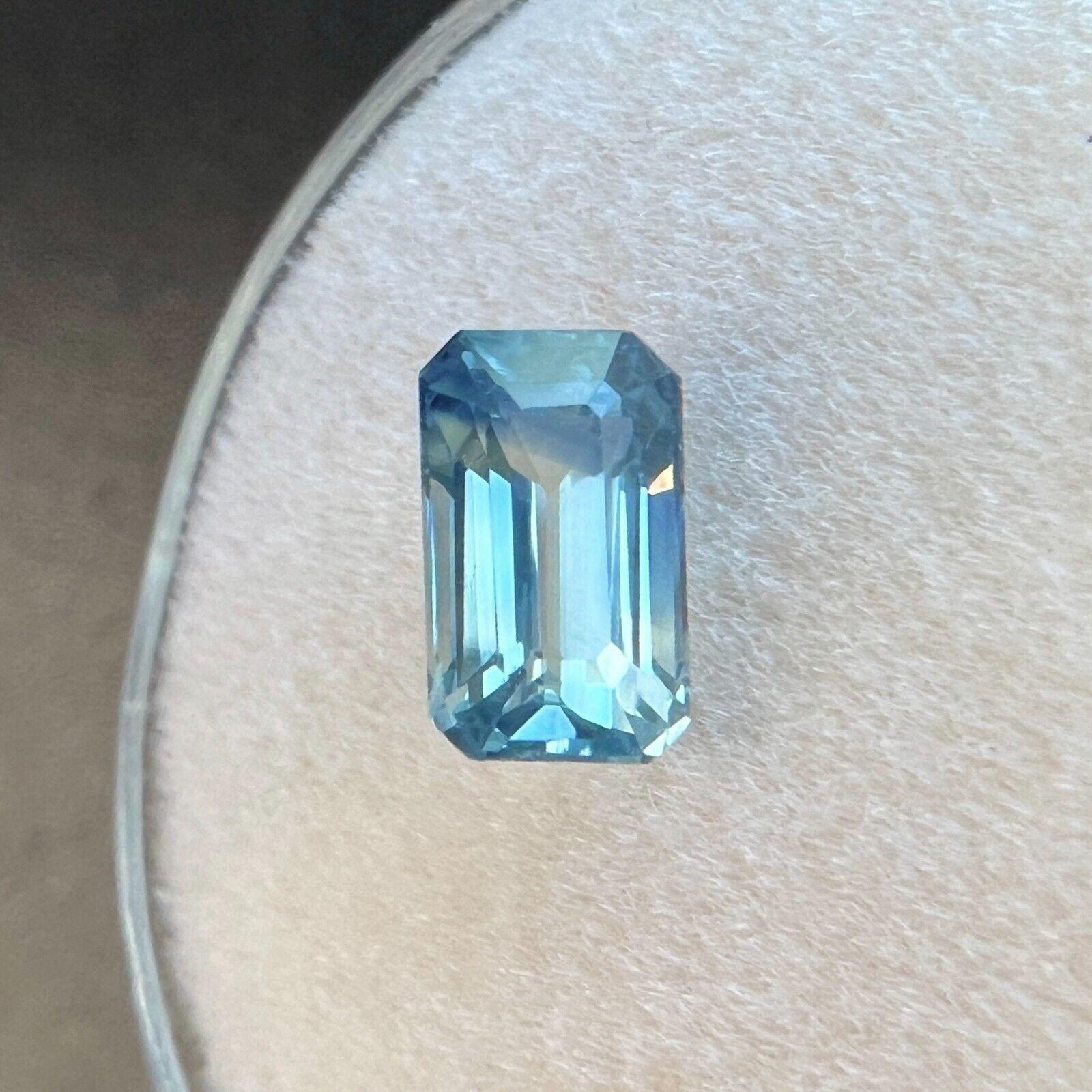 GIA Certified 1.28Ct Bi Colour Blue White Natural Sapphire Octagon Cut Gem In New Condition In Birmingham, GB