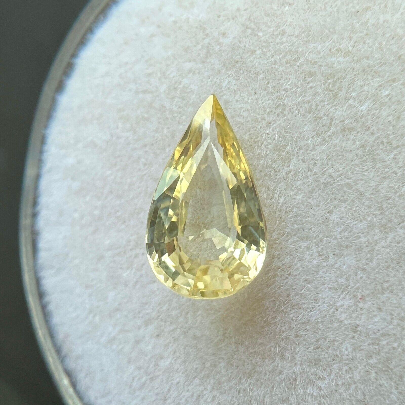 GIA Certified 1.28Ct Ceylon Sapphire Untreated Vivid Yellow Pear Cut In New Condition For Sale In Birmingham, GB