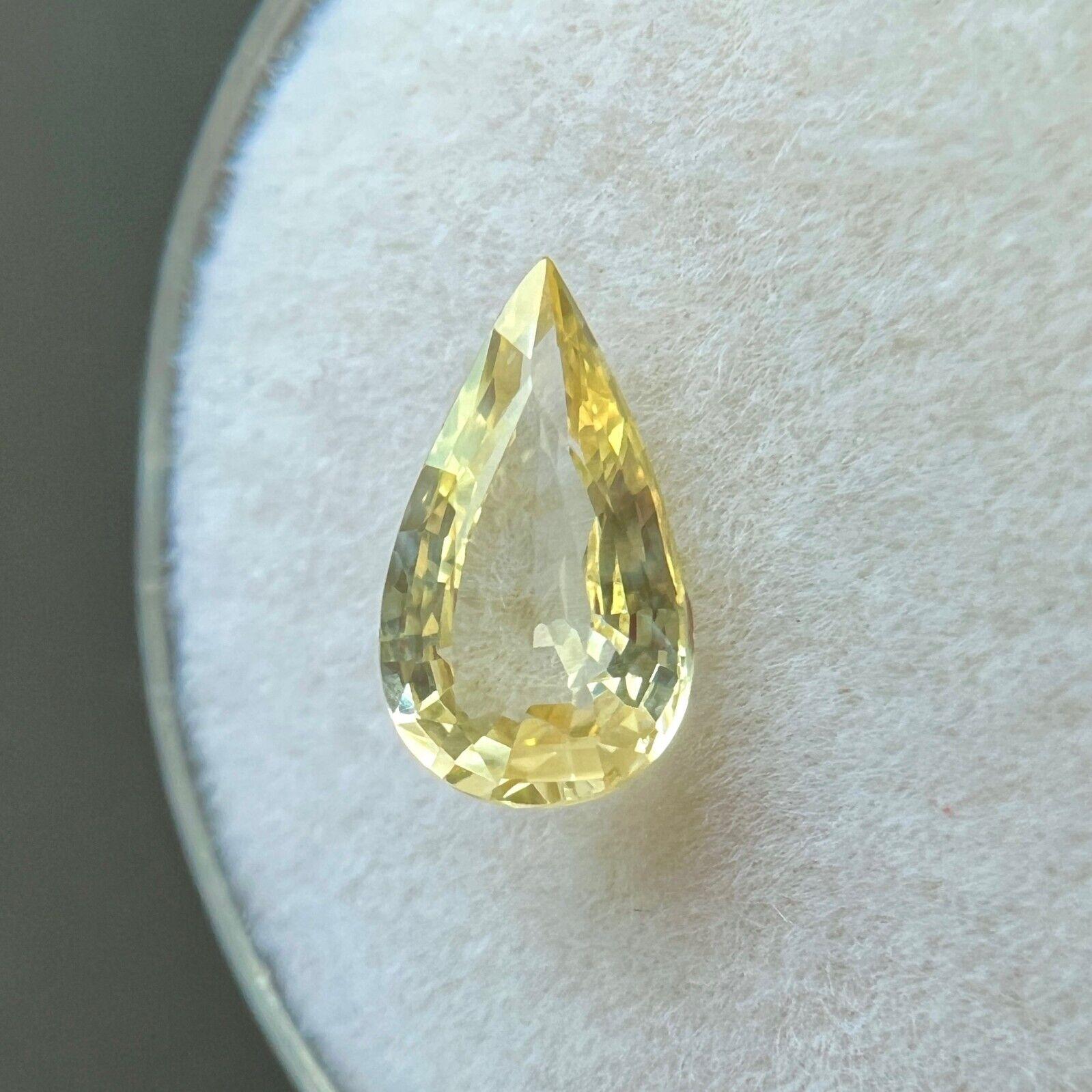 GIA Certified 1.28Ct Ceylon Sapphire Untreated Vivid Yellow Pear Cut For Sale 1