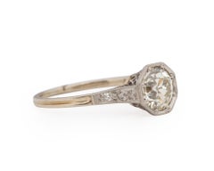 Anillo de compromiso de platino y 14 quilates con diamante eduardiano de 1,29 quilates certificado por el GIA