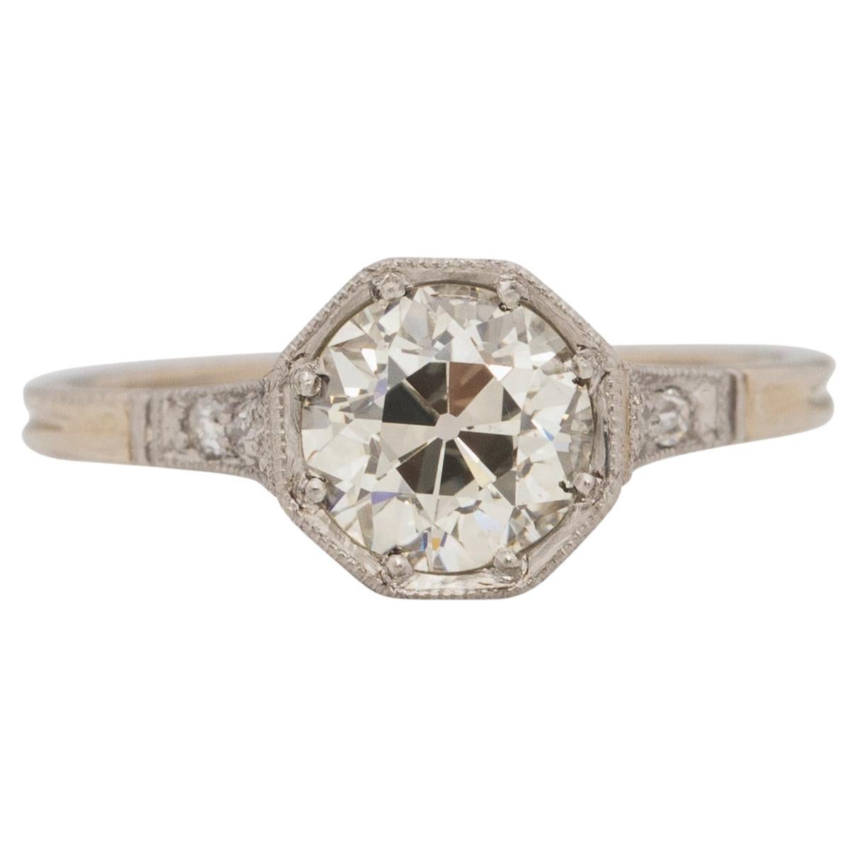 GIA Certified 1.29 Carat Edwardian Diamond Platinum & 14 Karat Engagement Ring For Sale