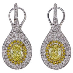 Orecchini a goccia con diamante giallo intenso da 1,29 carati certificati GIA