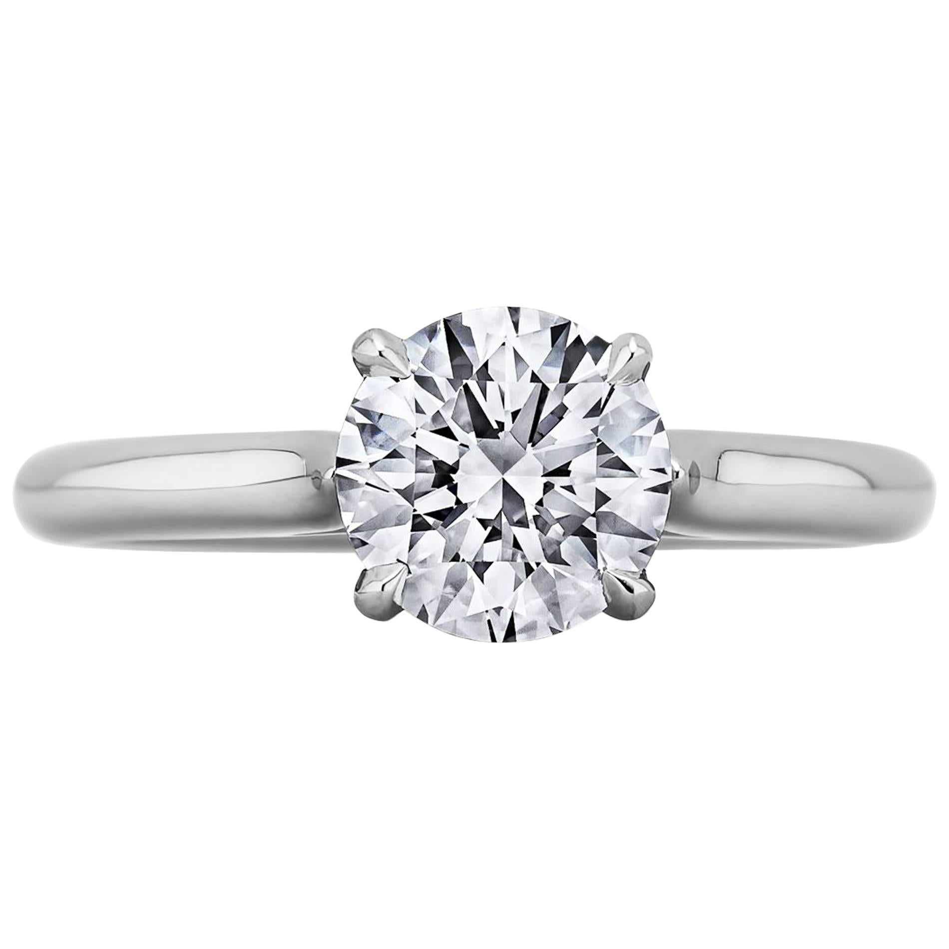 GIA Certified 1.29 Carat Ideal Cut Round Brilliant Diamond Engagement Ring