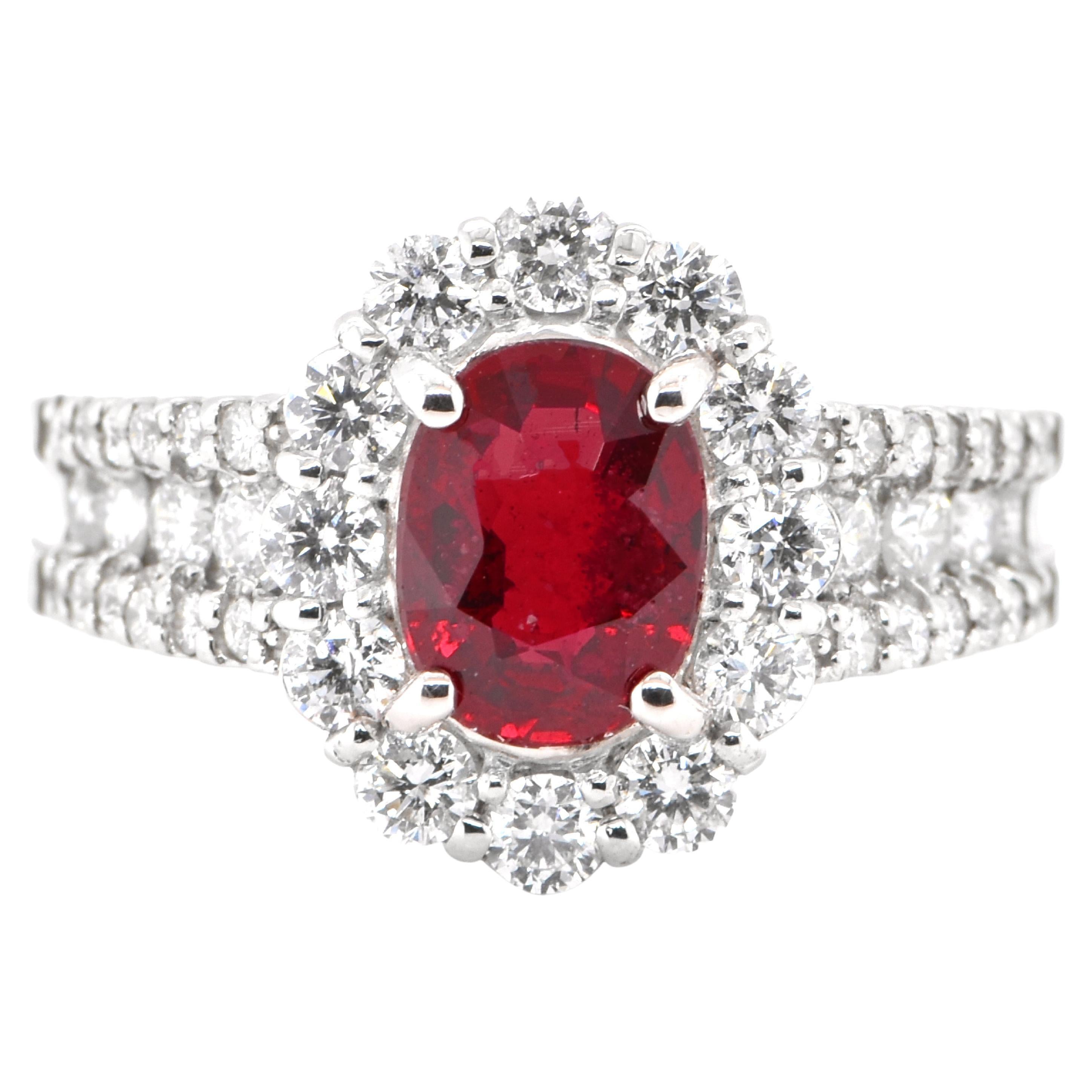 GIA Certified 4.20 Carat UNTREATED Ruby Diamond Platinum Art Deco Ring