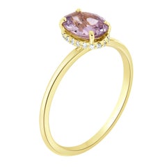 GIA Certified 1.29 Carat Oval Pinkish Purple No Heat Hidden Halo Diamond Ring