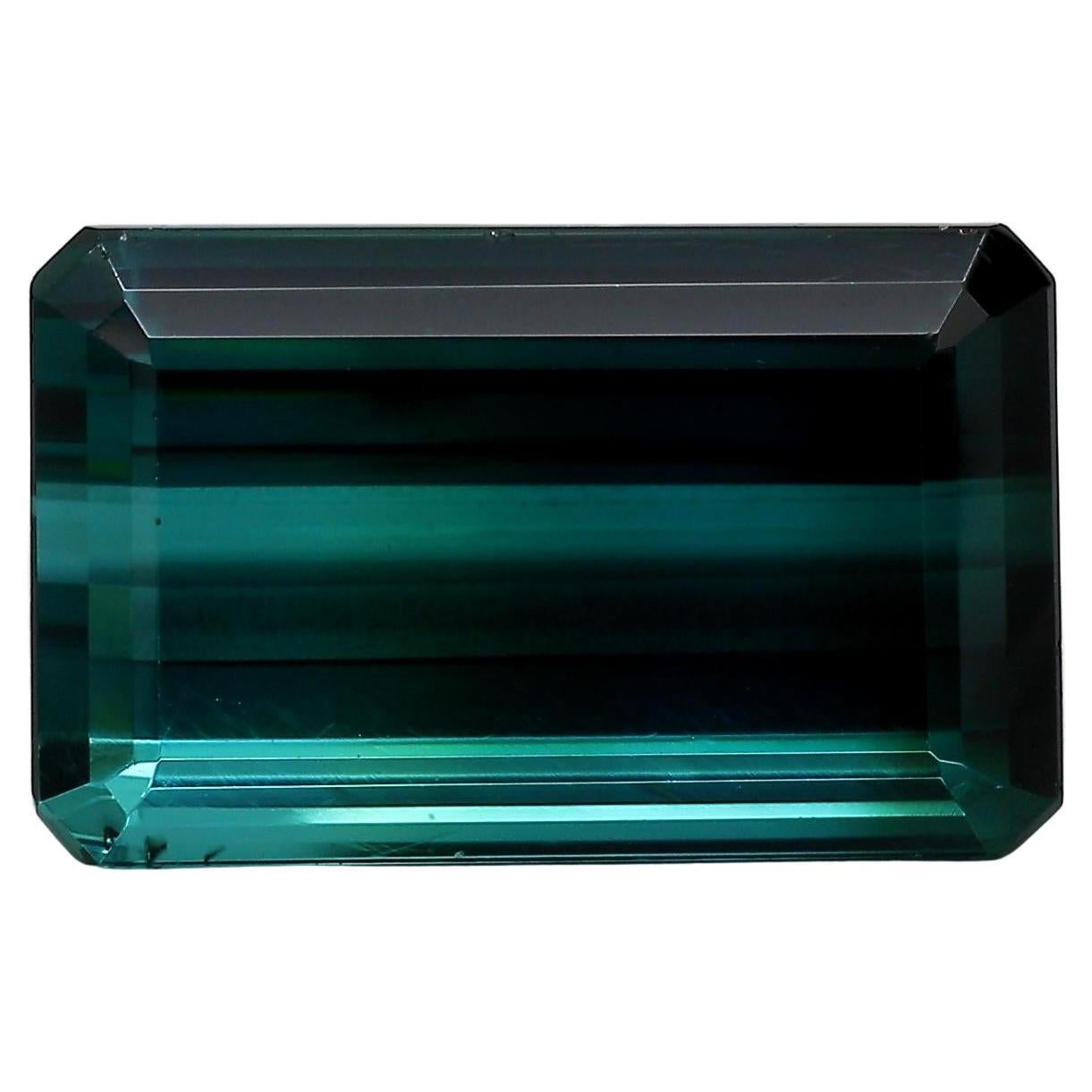 GIA Certified 12.95 Carat Emerald Cut Blue Indicolite Tourmaline Loose Gemstone