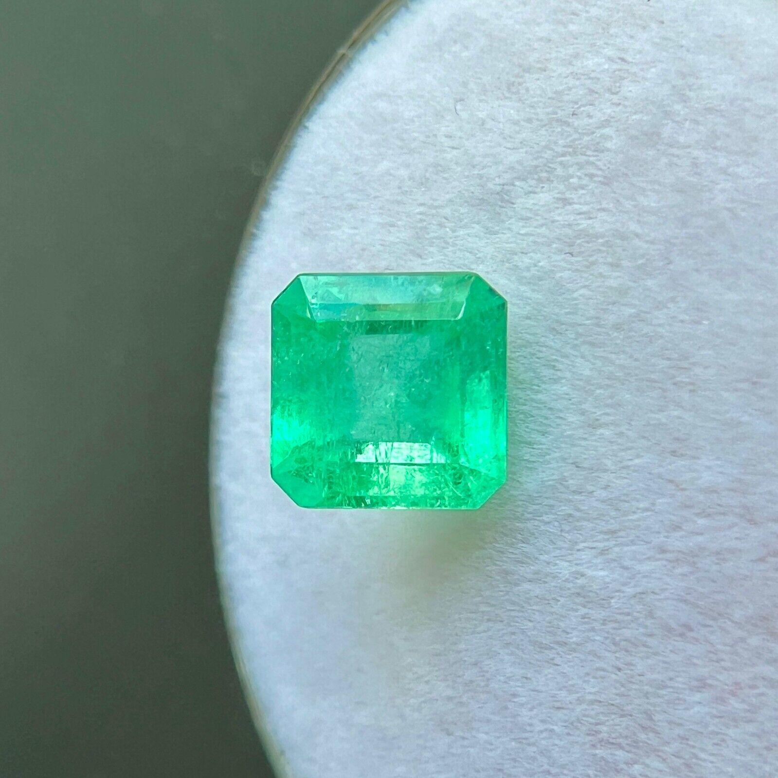 GIA CERTIFIED 1.29ct Colombian Emerald Vivid Green Octagonal Emerald Cut Gem 2