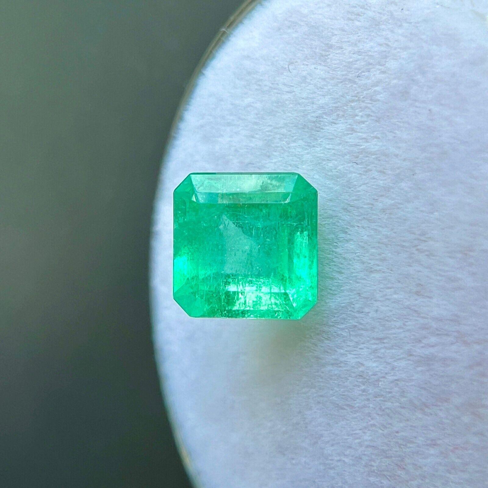 GIA CERTIFIED 1.29ct Colombian Emerald Vivid Green Octagonal Emerald Cut Gem 3