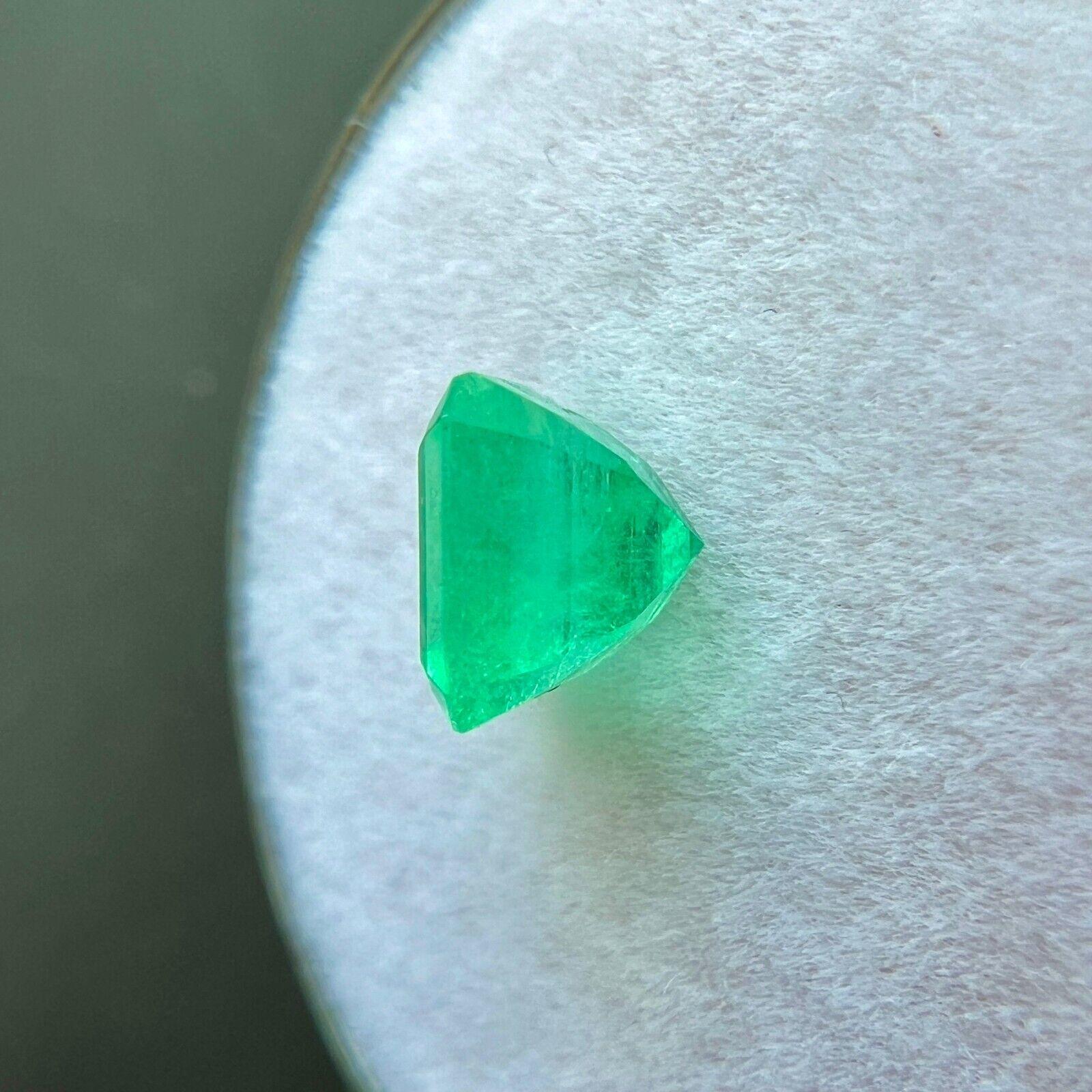 GIA CERTIFIED 1.29ct Colombian Emerald Vivid Green Octagonal Emerald Cut Gem 4