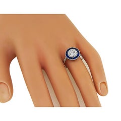 GIA Certified 1.29ct Diamond Sapphire Halo Engagement Ring