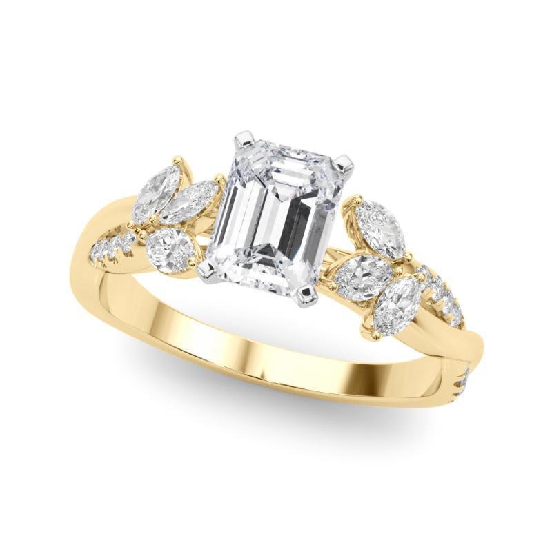 GIA zertifiziert 1.29ct Smaragd entwined Garten Blume Rebe Diamant-Ring (Smaragdschliff) im Angebot