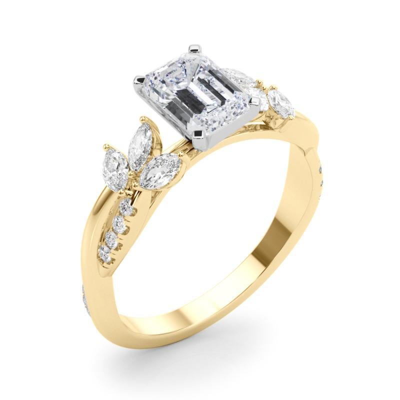 GIA zertifiziert 1.29ct Smaragd entwined Garten Blume Rebe Diamant-Ring Damen im Angebot