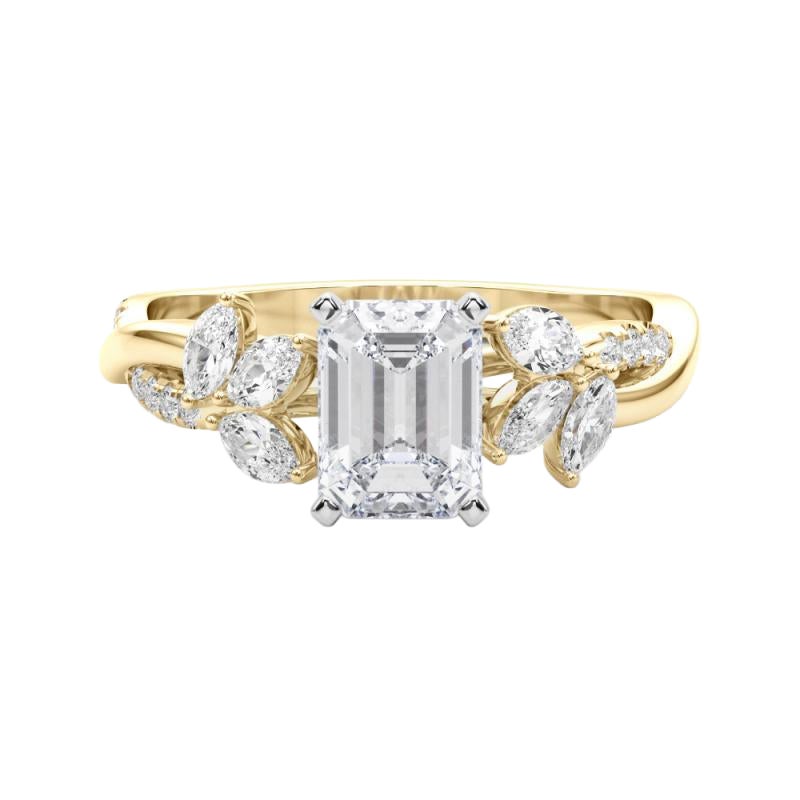 GIA zertifiziert 1.29ct Smaragd entwined Garten Blume Rebe Diamant-Ring