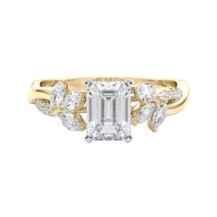 GIA zertifiziert 1.29ct Smaragd entwined Garten Blume Rebe Diamant-Ring