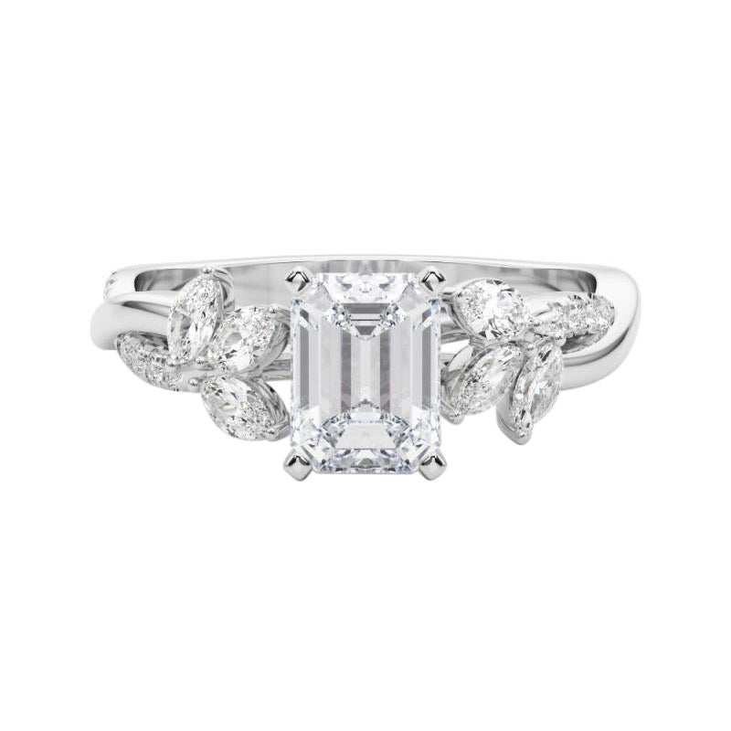 GIA zertifiziert 1.2ct Smaragd entwined Garten Blume Rebe Platin Diamant-Ring
