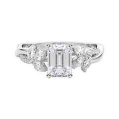 GIA zertifiziert 1.2ct Smaragd entwined Garten Blume Rebe Platin Diamant-Ring