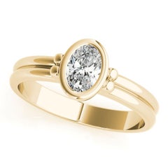 GIA Certified 1.2ct Oval Bezel Solitaire Double Band Diamond Ring