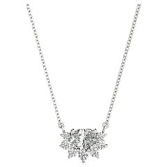 GIA Certified 1.2ct Oval Diamond Flower Cluster Pendant Necklace in White Gold GIA Certified 1.2ct Oval Diamond Flower Cluster Pendant Necklace in White Gold