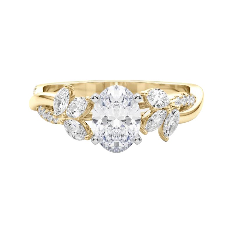 Bague en diamant certifié GIA 1.2ct ovale entrelacé Garden Flower Vine
