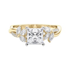 GIA zertifiziert 1,2ct Prinzessin entwined Garten Blume Rebe Diamantring