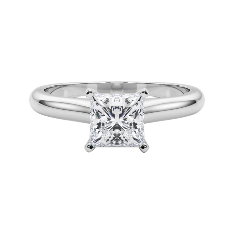 GIA Certificado 1.2ct Princesa Banda Delgada Clásico Anillo de Diamantes Solitario