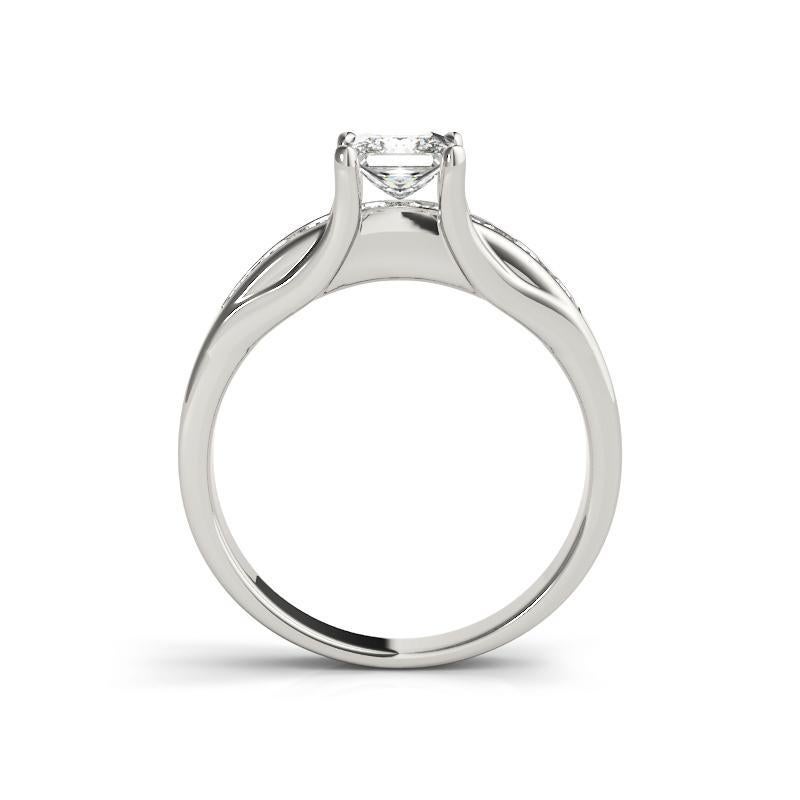 GIA Certified 1.2ct Princess Solitaire & Channel Diamond Platinum Diamond Ring Neuf - En vente à New York, NY