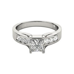 GIA Certified 1.2ct Princess Solitaire & Channel Diamond Anello con diamante in platino