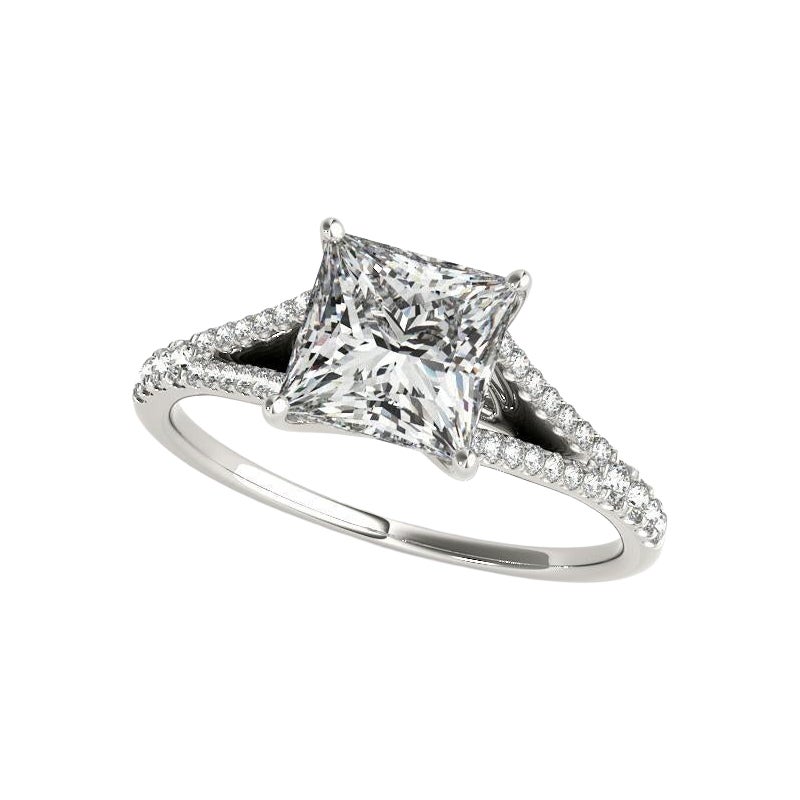 GIA Certified 1.2ct Princess Solitaire Entwined Prong Split Shank Diamond Ring