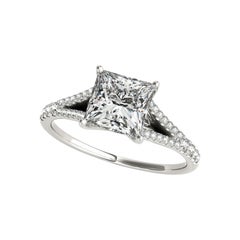 GIA Certified 1.2ct Princess Solitaire Entwined Prong Split Shank Diamond Ring