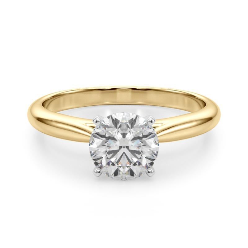 Anillo de diamantes con banda delgada, solitario clásico, redondo, certificado por GIA, de 1,2 ct en Nuevo estado para la venta en New York, NY