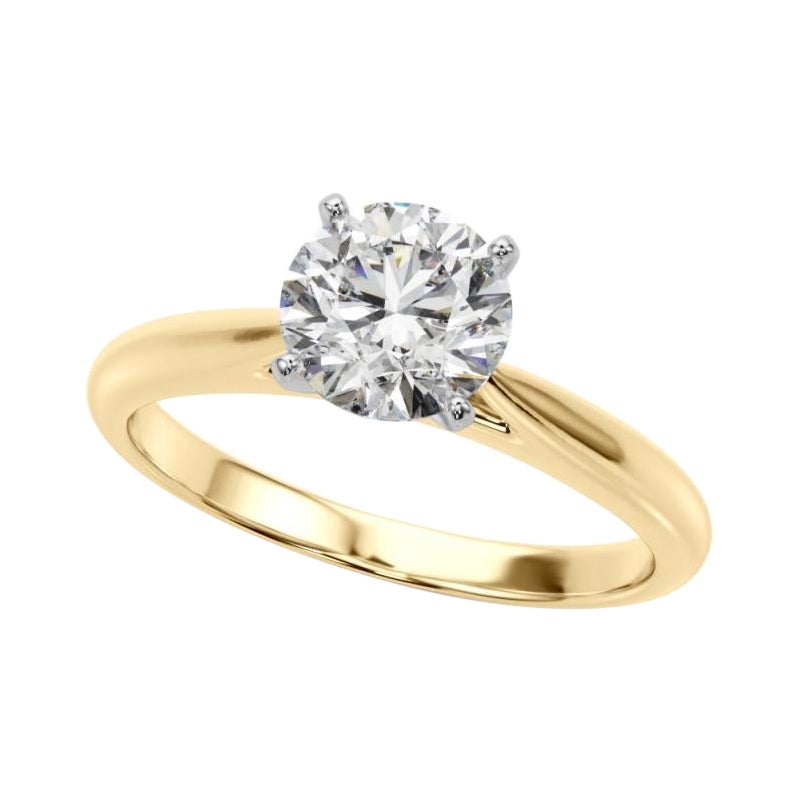 GIA Certified 1.2ct Round Classic Solitaire Slim Band Diamond Ring