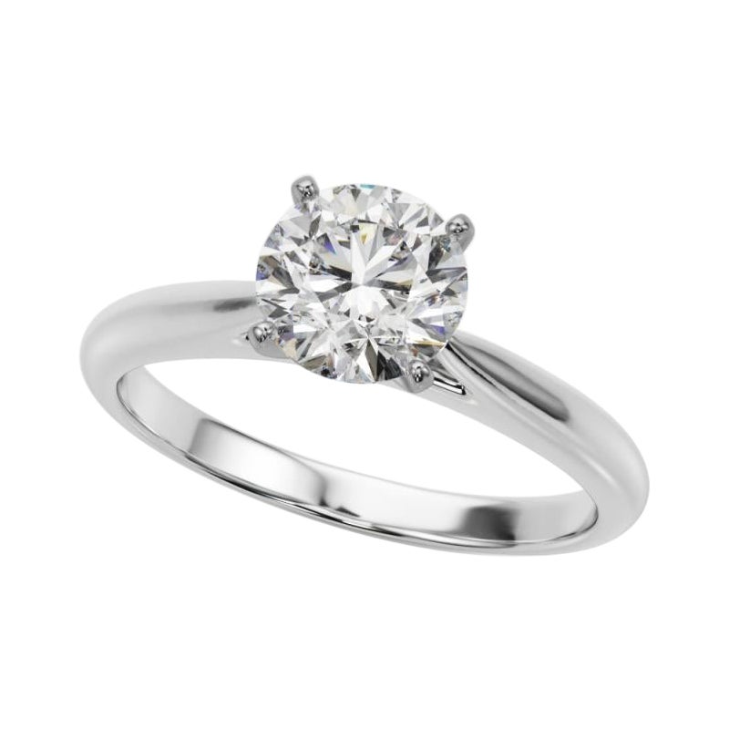 Anello di diamanti in platino con solitario classico rotondo certificato GIA da 1,2 ct.