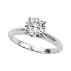 Anello di diamanti in platino con solitario classico rotondo certificato GIA da 1,2 ct.