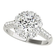 Bague certifiée GIA de 1,2 ct de diamants ronds en forme de halo de fleur